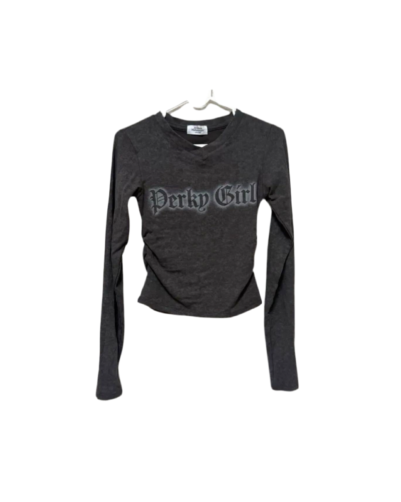 PERKY GIRL LONG SEELVE CROP TOP