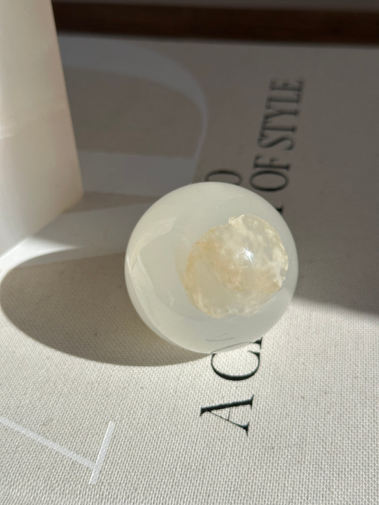 
            
                Load image into Gallery viewer, White &amp;amp; Amber Onyx Sphere - Medium
            
        