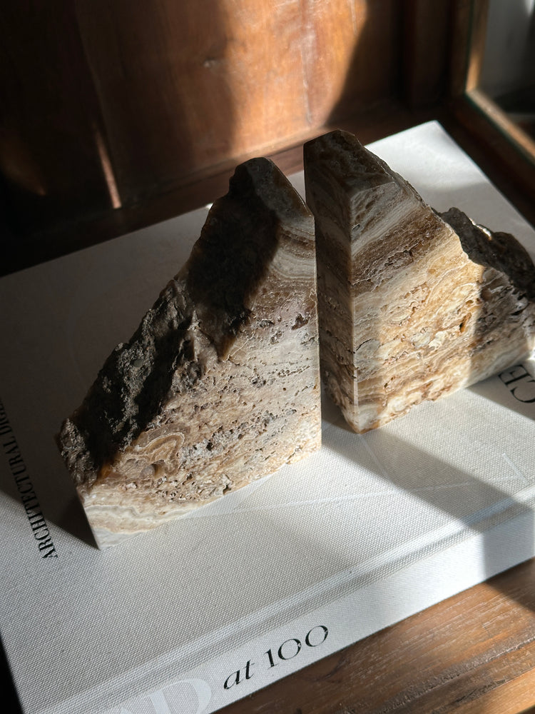 Onyx with Travertine Bookends