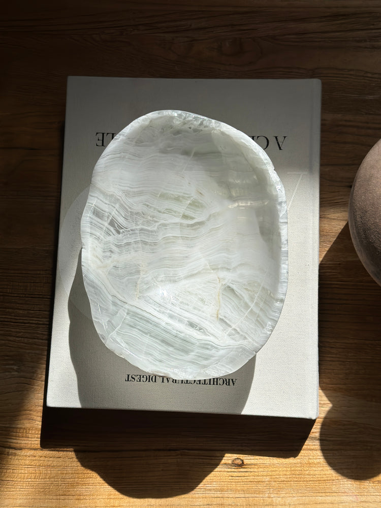 White Green Onyx Bowl