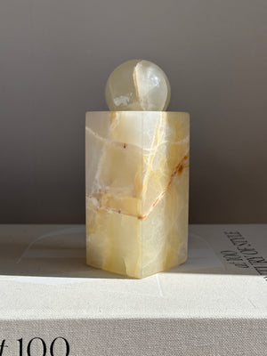 Prism White & Amber Onyx Candle Holder - Large
