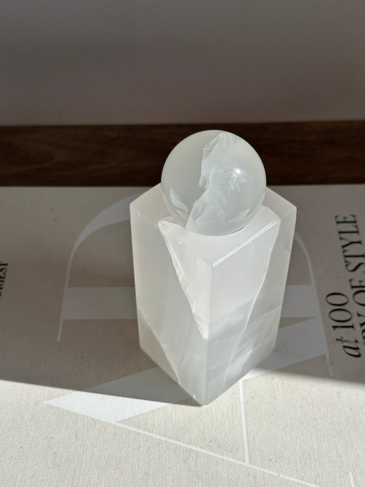Prism White Onyx Candle Holder - Large