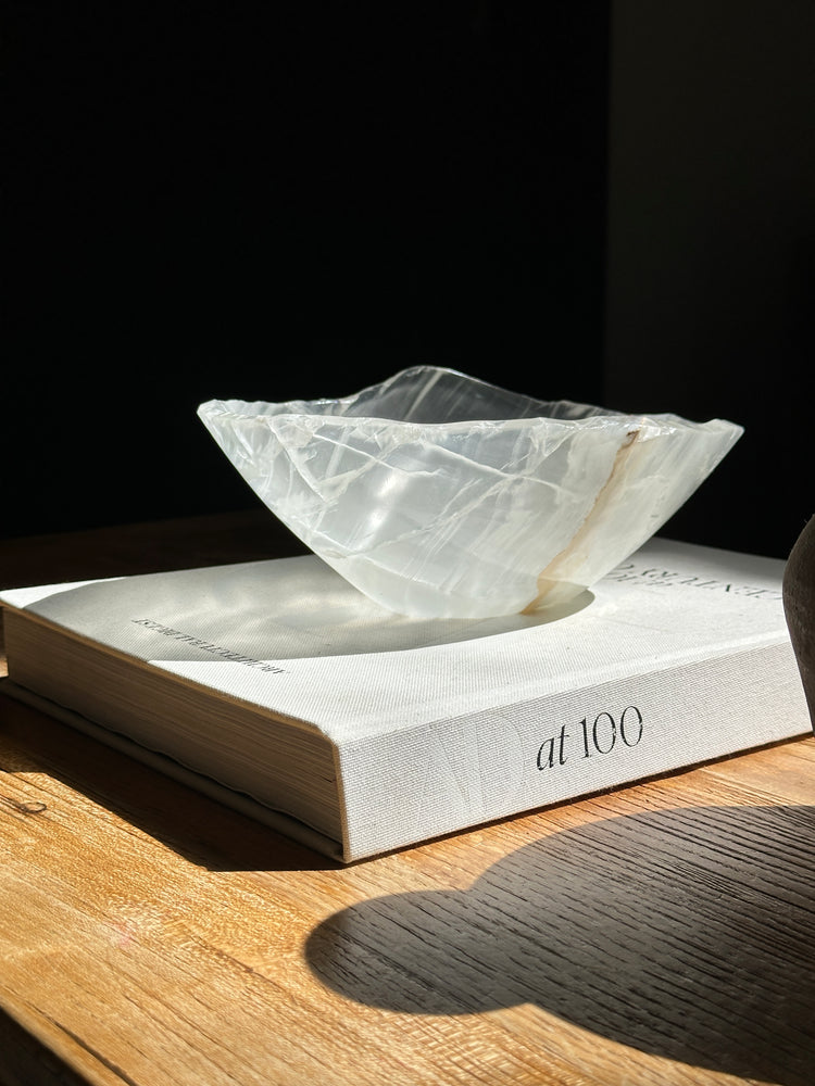 Glass White Onyx Bowl