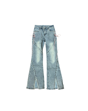 Y2K Flared Denim Lace Up Jeans