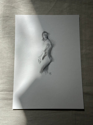 Women’s Figure Sketch Charcoal Original Artwork