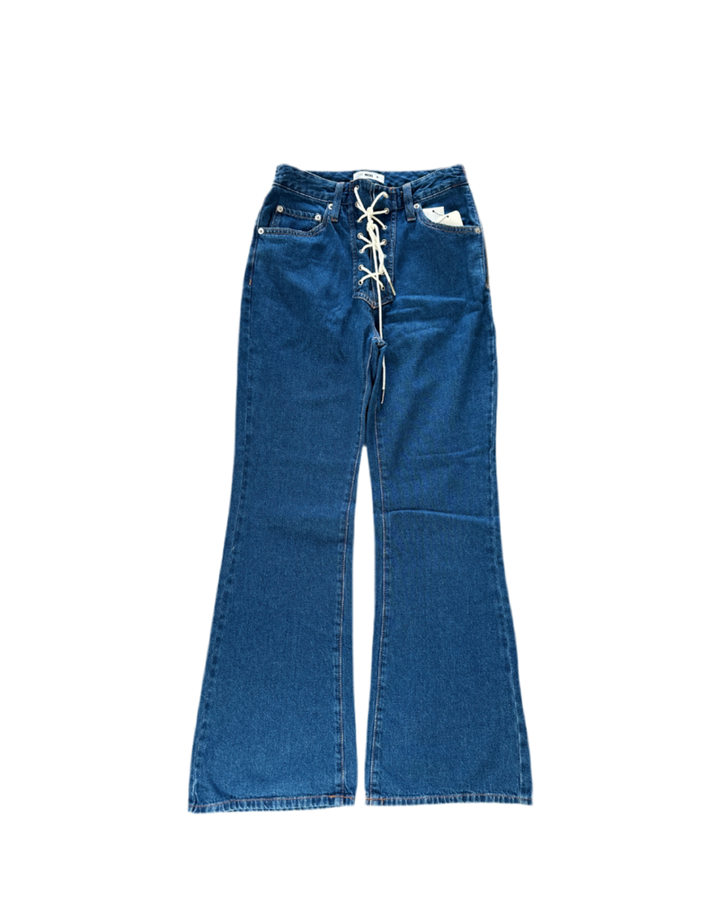 WE GO LACE UP FLARE JEANS