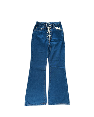 WE GO LACE UP FLARE JEANS