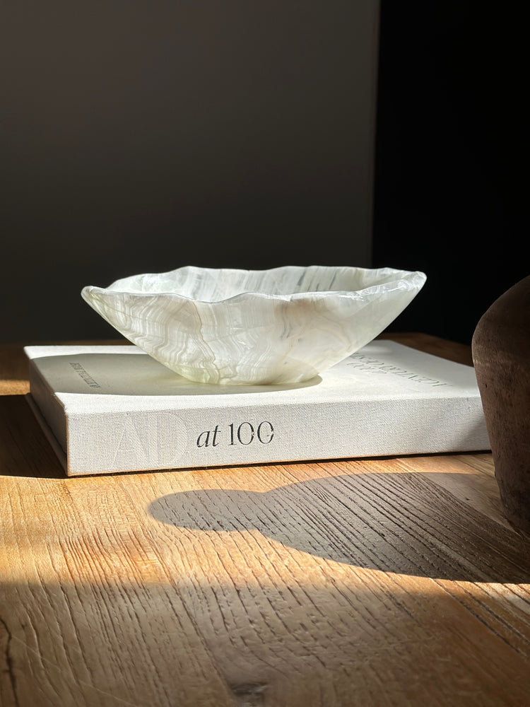 White Green Onyx Bowl