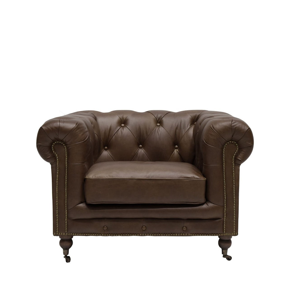 Nutmeg Chesterfield Armchair Italian leather