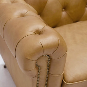 Camel Chesterfield Armchair Italian Leather