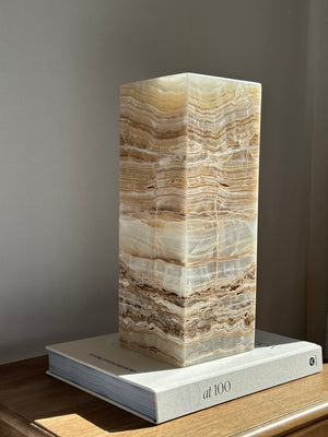 Prism Amber Banded & White Onyx Lamp