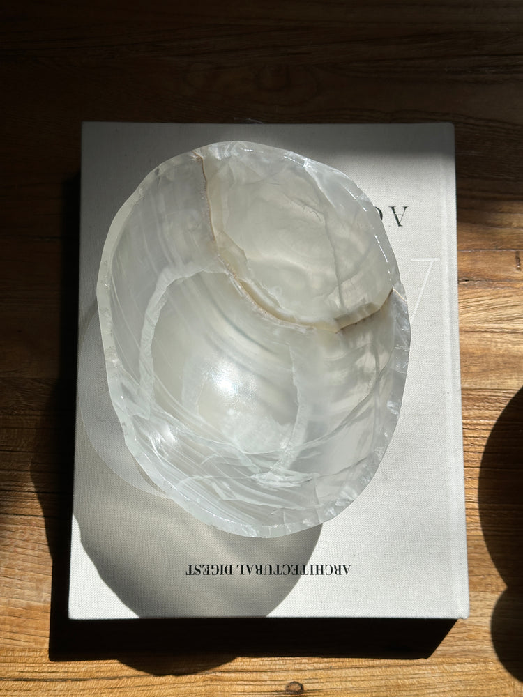 Glass White Onyx Bowl