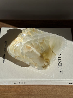 White & Amber Onyx Bowl