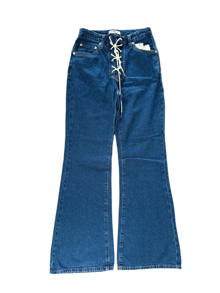 WE GO LACE UP FLARE JEANS