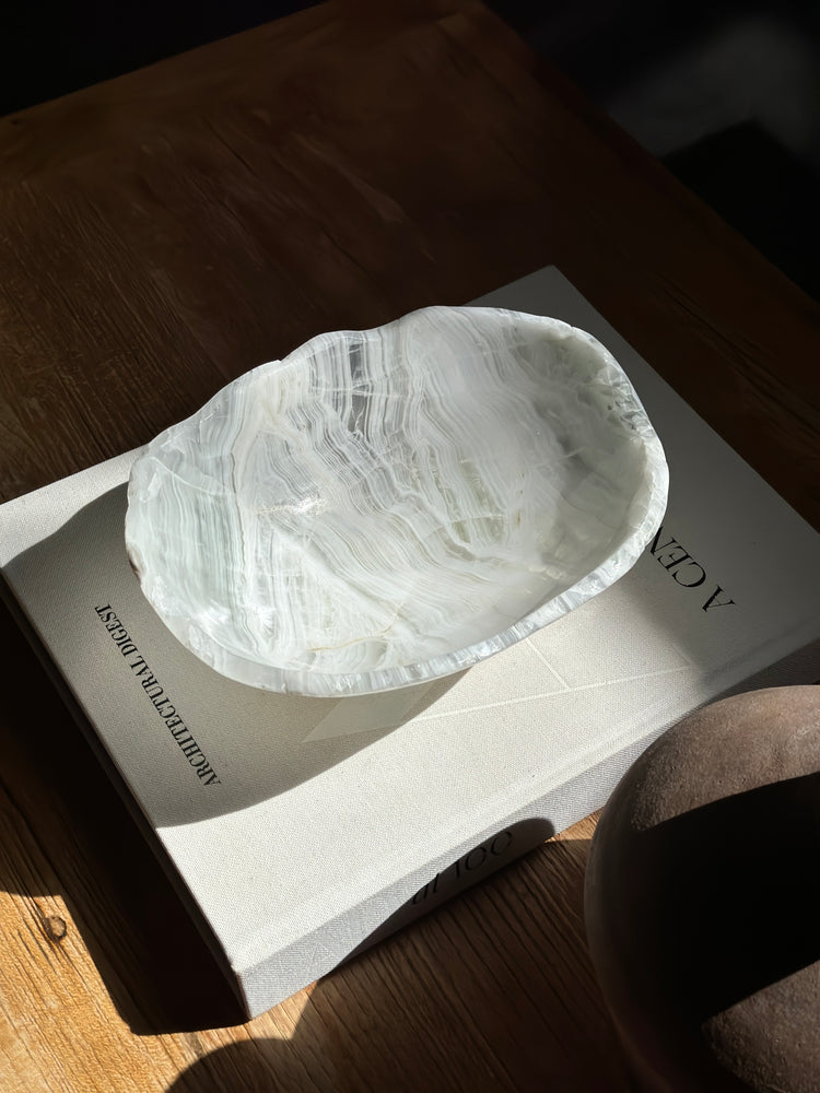 White Green Onyx Bowl