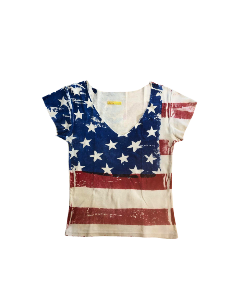 CATHERINE MALANDRINO USA FLAG Y2K TOP | M
