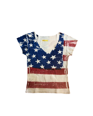 CATHERINE MALANDRINO USA FLAG Y2K TOP | M