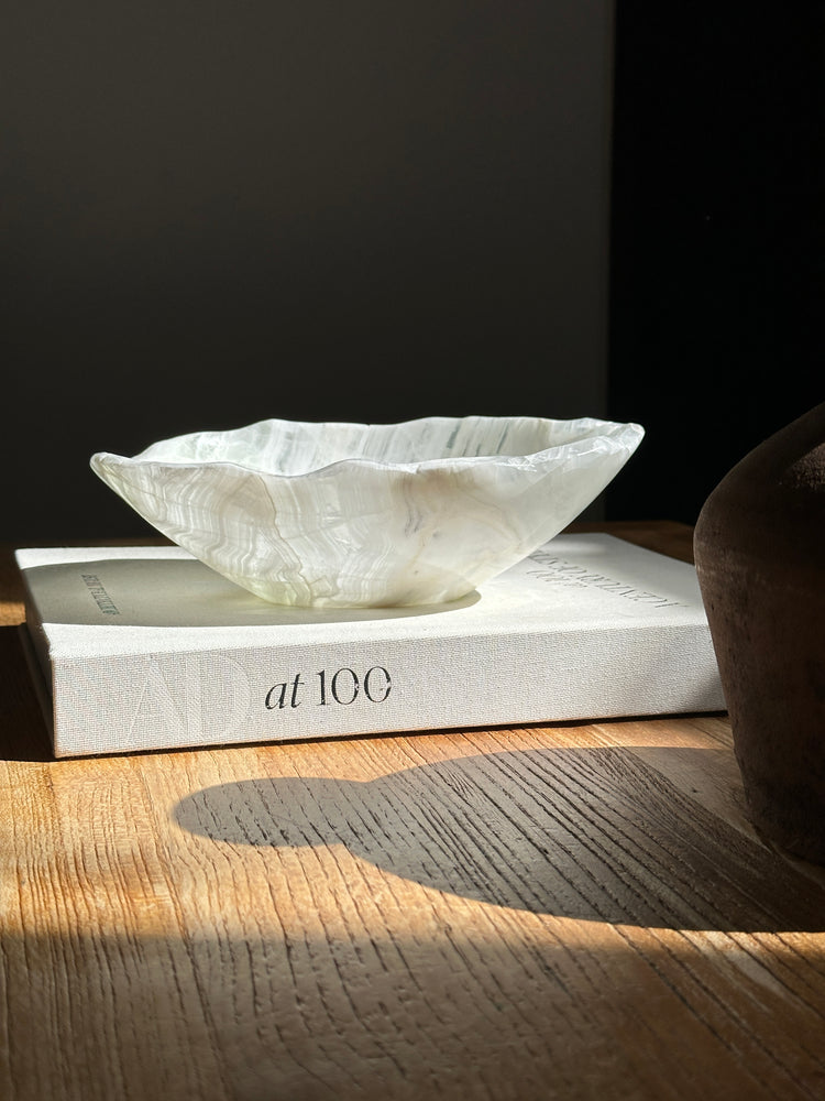 White Green Onyx Bowl