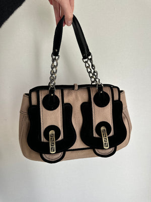 FENDI CASHMERE DOUBLE BUCKLE BAG