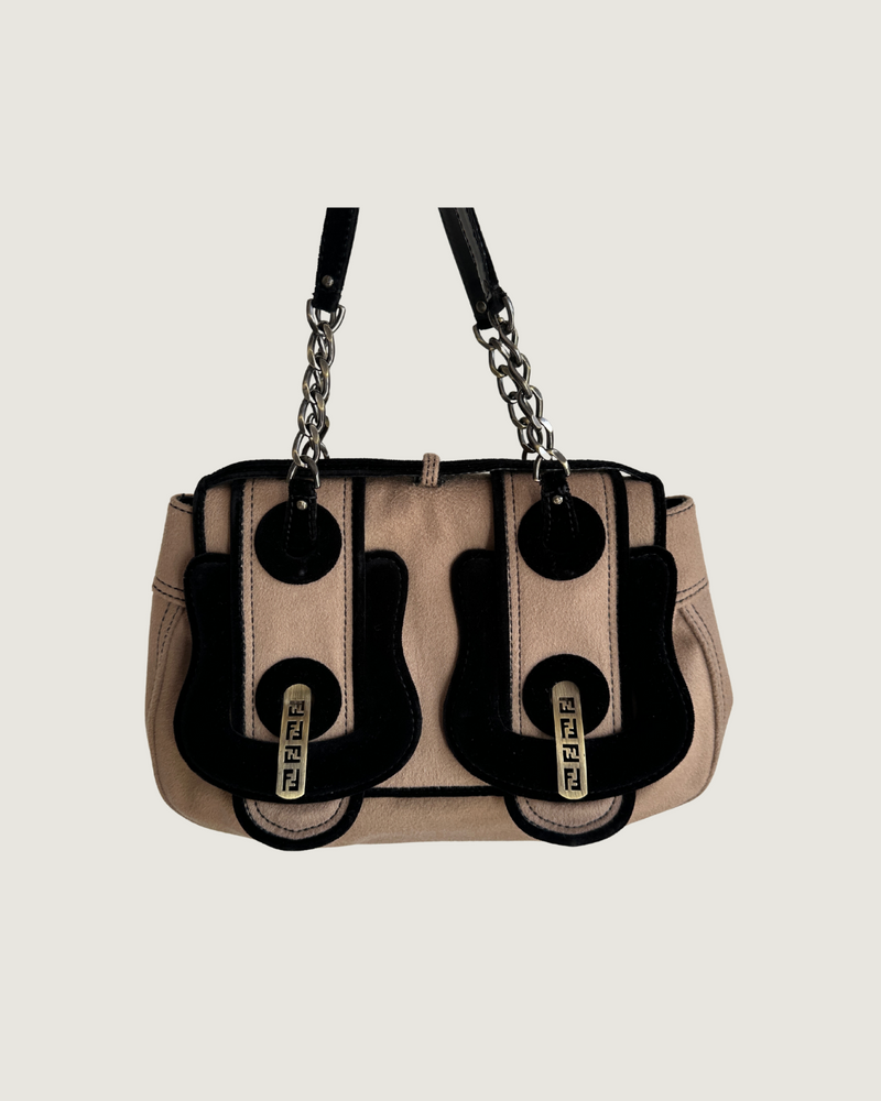 FENDI CASHMERE DOUBLE BUCKLE BAG