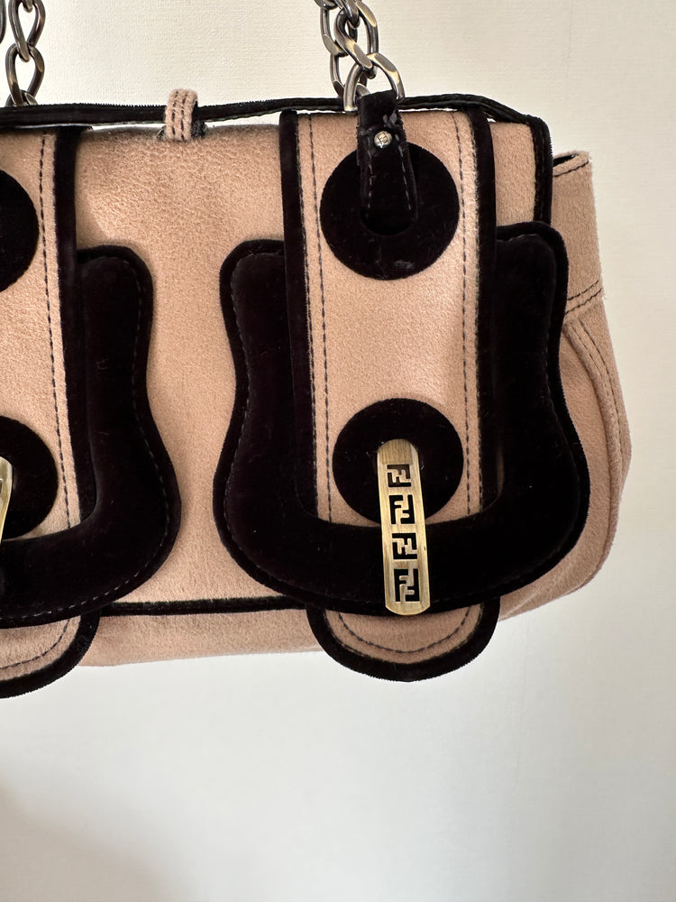 FENDI CASHMERE DOUBLE BUCKLE BAG