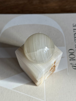 Prism White & Amber Onyx Candle Holder - Medium