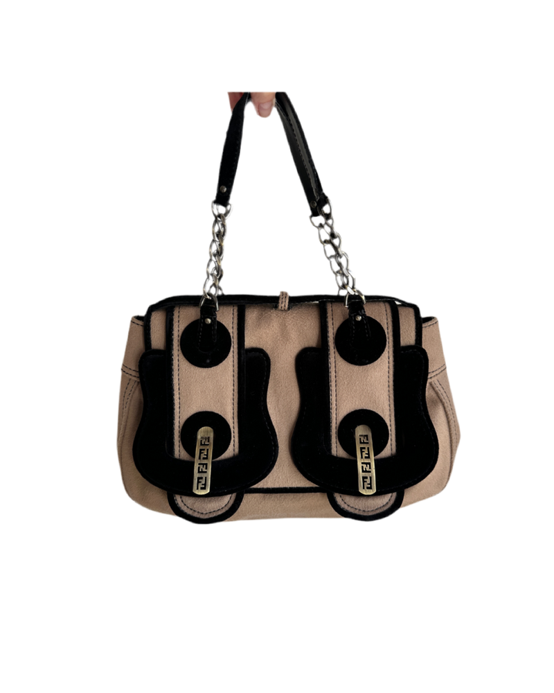 FENDI CASHMERE DOUBLE BUCKLE BAG