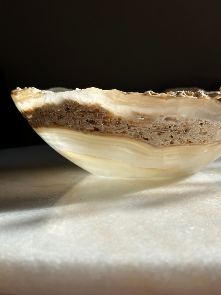 
            
                Load image into Gallery viewer, Amber &amp;amp; Travertine Onyx Bowl
            
        
