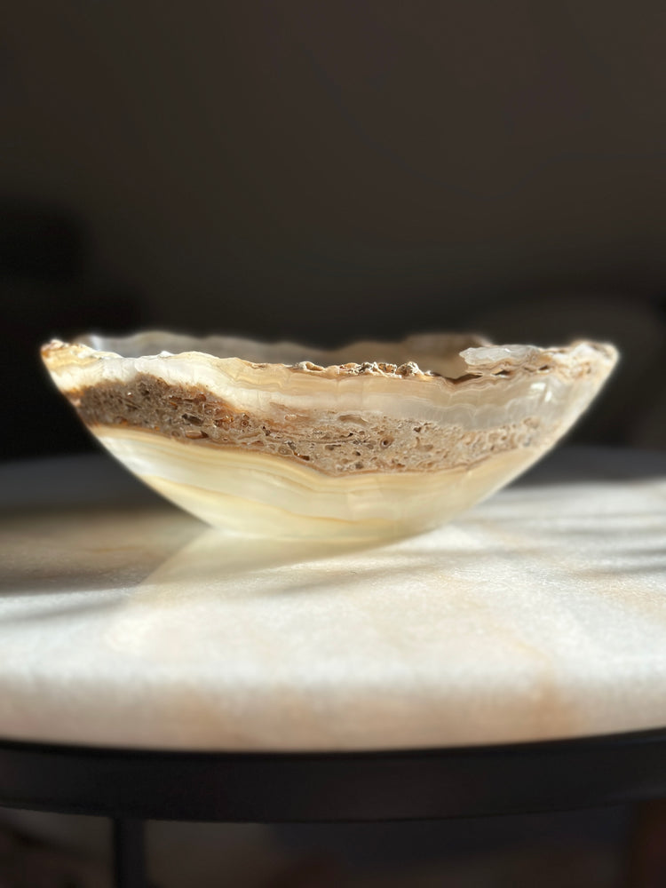 
            
                Load image into Gallery viewer, Amber &amp;amp; Travertine Onyx Bowl
            
        
