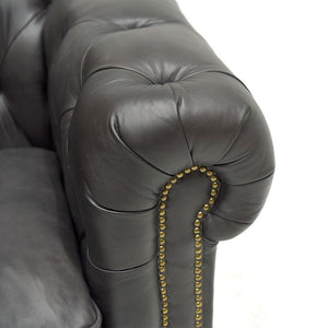 Black Chesterfield Armchair Italian Leather