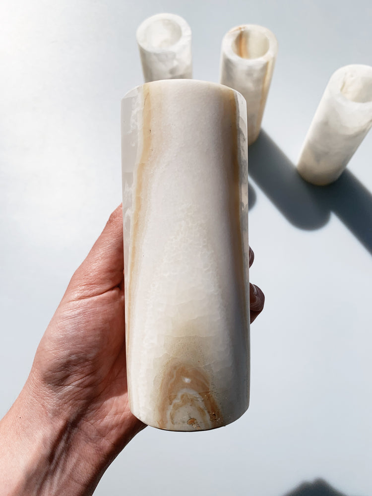 Onyx Round Candle Holder or Vase
