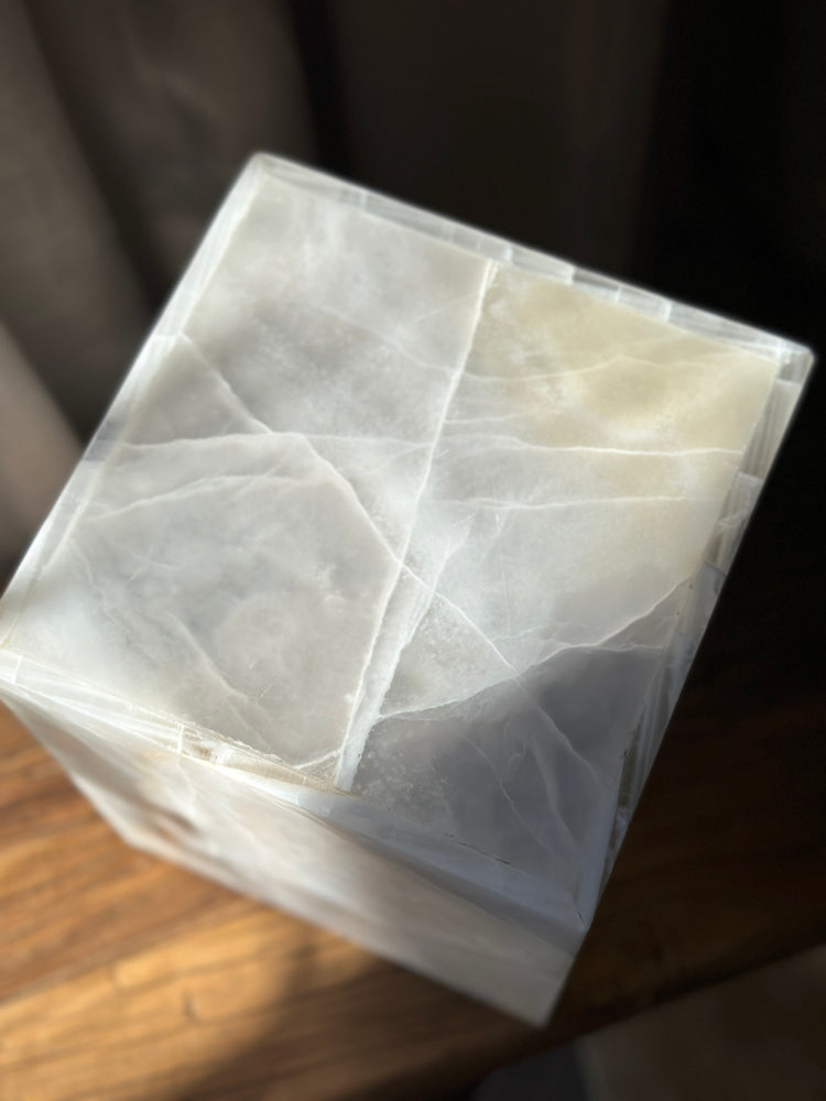 
            
                Load image into Gallery viewer, White &amp;amp; Amber Onyx Lamp - Square
            
        