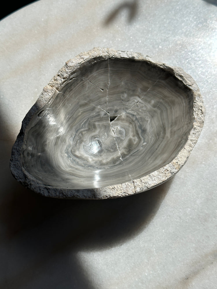 
            
                Load image into Gallery viewer, Repaired Grey Onyx Bowl
            
        