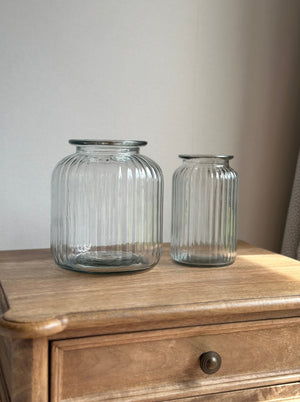Vintage Ribbed Glass Vase
